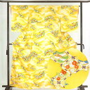 【中古】小紋 リサイクル着物 身丈163cm 裄65cm 前幅24.5cm 後幅29cm 袖丈52cm 正絹(シルク) レディース 袷仕立 秋冬春用 黄色地 裄...