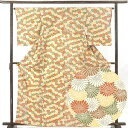 【中古】小紋 リサイクル着物 身丈164cm 裄65cm 前幅23cm 後幅29cm 袖丈53cm 正絹(シルク) レディース 袷仕立 秋冬春用 茶色 裄Mサイ...