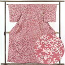 【中古】小紋 リサイクル着物 身丈159cm 裄62cm 前幅23.5cm 後幅29cm 袖丈49cm 正絹(シルク) レディース 袷仕立 秋冬春用 ピンク地 ...