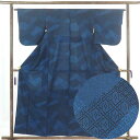 【中古】小紋 リサイクル着物 身丈158cm 裄64cm 前幅24cm 後幅28cm 袖丈46cm 正絹(シルク) レディース 袷仕立 秋冬春用 紺地 裄Mサイ...