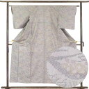 【中古】紬 リサイクル着物 身丈154cm 裄62cm 前幅24.5cm 後幅28cm 袖丈49cm 正絹(シルク) レディース 袷仕立 秋冬春用 グレー地 裄...