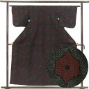 【中古】ウール着物 リサイクル着物 身丈159cm 裄62cm 前幅23cm 後幅30cm 袖丈45cm 袖幅32cm レディース 単衣 連続模様 裄Sサイズ ...