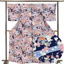 【中古】小紋 リサイクル着物 身丈166cm 裄66cm 前幅23cm 後幅29cm 袖丈49cm 袖幅33cm レディース 袷 四季の花柄 裄長 裄M-Lサイ...