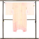 【中古】長襦袢 リサイクル着物 襦袢丈122cm 裄63cm 袖丈56cm 袖幅32cm レディース 袷 絞り 裄Mサイズ 秋冬春用 正絹(シルク)ピンク やや...