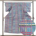 【中古】紬 リサイクル着物 身丈152cm 裄61cm 前幅23cm 後幅30cm 袖丈49cm 袖幅30.5cm レディース 単衣 格子 裄Sサイズ 初夏・初...