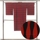 【中古】雨コート リサイクル着物 コート丈120cm 裄62cm 袖丈55cm 袖幅32cm レディース 立涌 裄Sサイズ 年中着用可 正絹(シルク)レッド 未...