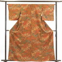 【中古】小紋 リサイクル着物 身丈164cm 裄65cm 前幅22.5cm 後幅28cm 袖丈49cm 正絹(シルク) レディース 袷仕立 秋冬春用 茶色 裄M...