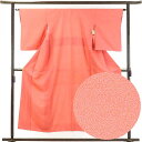 【中古】小紋 リサイクル着物 身丈153cm 裄62cm 前幅24cm 後幅28cm 袖丈53cm 正絹(シルク) レディース 袷仕立 秋冬春用 ピンク地 裄S...