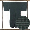 【中古】紬 リサイクル着物 身丈145cm 裄68cm 前幅27cm 後幅31cm 袖丈52cm 正絹(シルク) レディース 袷仕立 秋冬春用 黒地 裄Mサイズ...