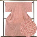 【中古】小紋 リサイクル着物 身丈161cm 裄62cm 前幅22.5cm 後幅28cm 袖丈46cm 正絹(シルク) レディース 袷仕立 菊 秋冬春用 ピンク...
