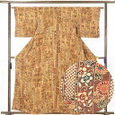 【中古】小紋 リサイクル着物 身丈159cm 裄62cm 前幅22.5cm 後幅28cm 袖丈46cm 正絹(シルク) レディース 袷仕立 秋冬春用 茶色 裄S...