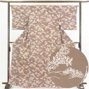 【中古】小紋 リサイクル着物 身丈166cm 裄64cm 前幅25cm 後幅31cm 袖丈50cm 正絹(シルク) レディース 袷仕立 秋冬春用 茶色 裄Mサイ...