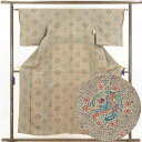 【中古】小紋 リサイクル着物 身丈155cm 裄62cm 前幅23cm 後幅28.5cm 袖丈47cm 正絹(シルク) レディース 袷仕立 秋冬春用 茶色 裄S...