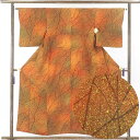 【中古】小紋 リサイクル着物 身丈156cm 裄64cm 前幅23cm 後幅28cm 袖丈49cm 正絹(シルク) レディース 袷仕立 秋冬春用 茶色 裄Mサイ...