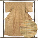 【中古】紬 リサイクル着物 身丈155cm 裄62cm 前幅23.5cm 後幅29.5cm 袖丈48cm 正絹(シルク) レディース 袷仕立 秋冬春用 茶色 裄...