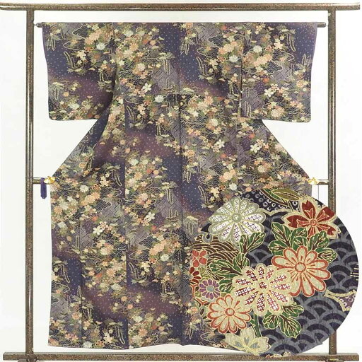 【中古】小紋 リサイクル着物 身丈158cm 裄64cm 前幅23cm 後幅28cm 袖丈49cm 正絹(シルク) レディース 袷仕立 秋冬春用 紫地 裄Mサイズ 美品 リユース 【中古】小紋 リサイクル着物 身丈158cm 裄64cm 前幅23cm 後幅28cm 袖丈49cm 正絹(シルク) レディース 袷仕立 秋冬春用 紫地 裄Mサイズ 美品 リユース