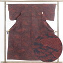 【中古】紬 リサイクル着物 身丈159cm 裄63cm 前幅22cm 後幅28cm 袖丈49cm 正絹(シルク) レディース 袷仕立 秋冬春用 黒地 裄Mサイズ...