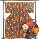 【中古】小紋 リサイクル着物 身丈162cm 裄64cm 前幅23.5cm 後幅29cm 袖丈49cm 正絹(シルク) レディース 袷仕立 秋冬春用 紫地 裄M...