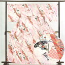 【中古】小紋 リサイクル着物 身丈163cm 裄65cm 前幅25cm 後幅30cm 袖丈49cm 正絹(シルク) レディース 袷仕立 秋冬春用 ピンク地 裄M...