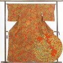 【中古】小紋 リサイクル着物 身丈160cm 裄65cm 前幅22.5cm 後幅29cm 袖丈49cm 正絹(シルク) レディース 袷仕立 秋冬春用 赤地 裄M...