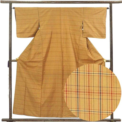 【10%OFF】【中古】紬 リサイクル着物 身丈158cm 裄64cm 前幅24cm 後幅30cm 袖丈45cm 袖幅32cm レディース 袷 格子 裄Mサイズ 秋冬春用 正絹(シルク)茶色 美品 リメイク リユース 【10%OFF】【中古】紬 リサイクル着物 身丈158cm 裄64cm 前幅24cm 後幅30cm 袖丈45cm 袖幅32cm レディース 袷 格子 裄Mサイズ 秋冬春用 正絹(シルク)茶色 美品 リメイク リユース