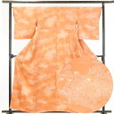 【中古】小紋 リサイクル着物 身丈161cm 裄66cm 前幅25.5cm 後幅29cm 袖丈51cm 正絹(シルク) レディース 袷仕立 秋冬春用 オレンジ地...