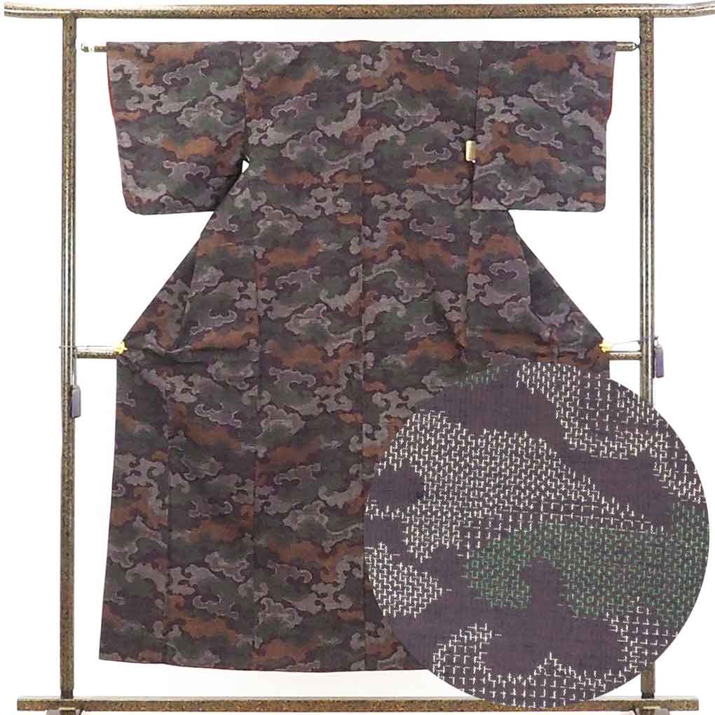 【10%OFF】【中古】紬 リサイクル着物 身丈155cm 裄61cm 前幅22cm 後幅27cm 袖丈45cm 正絹(シルク) レディース 袷仕立 秋冬春用 紫地 裄Sサイズ 美品 リユース