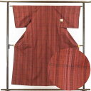 【中古】紬 リサイクル着物 身丈156cm 裄63cm 前幅23cm 後幅28cm 袖丈45cm 正絹(シルク) レディース 袷仕立 縞 秋冬春用 茶色 裄Mサ...