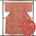 【中古】小紋 リサイクル着物 身丈157cm 裄65cm 前幅22.5cm 後幅28cm 袖丈48cm 正絹(シルク) レディース 袷仕立 秋冬春用 赤地 裄M...