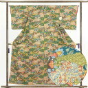 【中古】小紋 リサイクル着物 身丈157cm 裄64cm 前幅22.5cm 後幅30cm 袖丈48cm 正絹(シルク) レディース 袷仕立 秋冬春用 緑地 裄M...