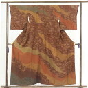 【FashionTheSale10%OFF】【中古】訪問着 リサイクル着物 身丈157cm 裄65cm 前幅25cm 後幅30cm 袖丈48cm 正絹(シルク) レディース 袷仕立 秋冬春用 茶色 裄Mサイズ 美品 リユース
