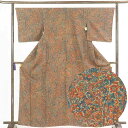 【中古】小紋 リサイクル着物 身丈165cm 裄66cm 前幅23.5cm 後幅28.5cm 袖丈49cm 正絹(シルク) レディース 袷仕立 秋冬春用 茶色 ...
