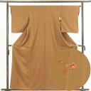 【中古】小紋 リサイクル着物 身丈160cm 裄65cm 前幅23cm 後幅29cm 袖丈53cm 正絹(シルク) レディース 袷仕立 縞 秋冬春用 茶色 裄M...