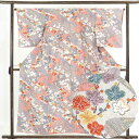 【中古】小紋 リサイクル着物 身丈157cm 裄64cm 前幅23cm 後幅30cm 袖丈49cm 正絹(シルク) レディース 袷仕立 秋冬春用 グレー地 裄M...
