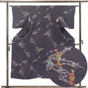 【中古】小紋 リサイクル着物 身丈147cm 裄61cm 前幅24cm 後幅27.5cm 袖丈47cm 袖幅31cm レディース 袷 裄Sサイズ 秋冬春用 正絹...