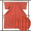 【中古】紬アンサンブル 羽織丈75cm 身丈153cm 裄63cm 前幅22.5cm 後幅29cm 袖丈45cm 袖幅32.5cm レディース 袷 格子 裄Mサ...