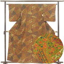 【中古】小紋 リサイクル着物 身丈162cm 裄丈63cm 前幅24cm 後幅28cm 袖丈49cm 袖幅32.5cm レディース 袷 花柄 裄Mサイズ 秋冬春...