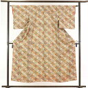 【中古】小紋 リサイクル着物 身丈154cm 裄62cm 前幅22.5cm 後幅28cm 袖丈48cm 正絹(シルク) レディース 袷仕立 秋冬春用 赤地 裄S...