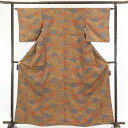 【中古】小紋 リサイクル着物 身丈165cm 裄62cm 前幅24cm 後幅29cm 袖丈49cm 正絹(シルク) レディース 袷仕立 秋冬春用 茶色 裄Sサイ...