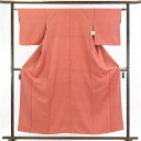 【中古】紬 リサイクル着物 身丈156cm 裄62cm 前幅22cm 後幅28cm 袖丈46cm 正絹(シルク) レディース 袷仕立 秋冬春用 ピンク地 裄Sサ...