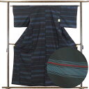【中古】紬 羽織丈78cm 着物 身丈160cm 裄63cm 前幅23.5cm 後幅29cm 袖丈45cm 正絹(シルク) レディース 袷仕立 秋冬春用 黒地 ...