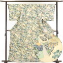 【中古】小紋 リサイクル着物 身丈163cm 裄65cm 前幅22cm 後幅30cm 袖丈49cm 正絹(シルク) レディース 袷仕立 秋冬春用 ベージュ地 裄...