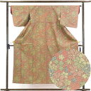 【中古】紬 リサイクル着物 身丈151cm 裄63cm 前幅23cm 後幅28cm 袖丈45cm 正絹(シルク) レディース 袷仕立 秋冬春用 ピンク地 裄Mサ...