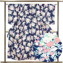 【中古】小紋 リサイクル着物 身丈155cm 裄62cm 前幅22.5cm 後幅28.5cm 袖丈56cm 正絹(シルク) レディース 袷仕立 秋冬春用 紺地 ...