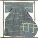 【中古】紬 リサイクル着物 身丈157cm 裄64cm 前幅23cm 後幅30cm 袖丈49cm 正絹(シルク) レディース 袷仕立 秋冬春用 黒地 裄Mサイズ...