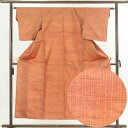 【中古】紬 リサイクル着物 身丈153cm 裄62cm 前幅23cm 後幅30cm 袖丈49cm 正絹(シルク) レディース 単衣 縞 初夏・初秋用 茶色 裄S...