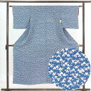 【中古】小紋 リサイクル着物 身丈152cm 裄62cm 前幅22cm 後幅28.5cm 袖丈45cm 正絹(シルク) レディース 袷仕立 秋冬春用 紺地 裄Sサイズ リユース