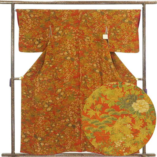 【中古】小紋 リサイクル着物 身丈160cm 裄67cm 前幅23.5cm 後幅29.5cm 袖丈47cm 袖幅34.5cm レディース 袷 花柄 裄長 裄Lサイズ 秋冬春用 正絹(シルク)赤地 美品 リメイク リユース 【中古】小紋 リサイクル着物 身丈160cm 裄67cm 前幅23.5cm 後幅29.5cm 袖丈47cm 袖幅34.5cm レディース 袷 花柄 裄長 裄Lサイズ 秋冬春用 正絹(シルク)赤地 美品 リメイク リユース