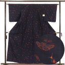【中古】紬 リサイクル着物 身丈159cm 裄丈63cm 前幅23cm 後幅30cm 袖丈49cm 袖幅32.5cm レディース 袷 源氏車 裄Mサイズ 秋冬春...