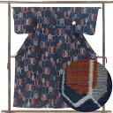 【中古】紬 リサイクル着物 身丈157cm 裄64cm 前幅24cm 後幅29cm 袖丈45cm 袖幅33cm レディース 単衣 亀甲 裄Mサイズ 初夏・初秋用...
